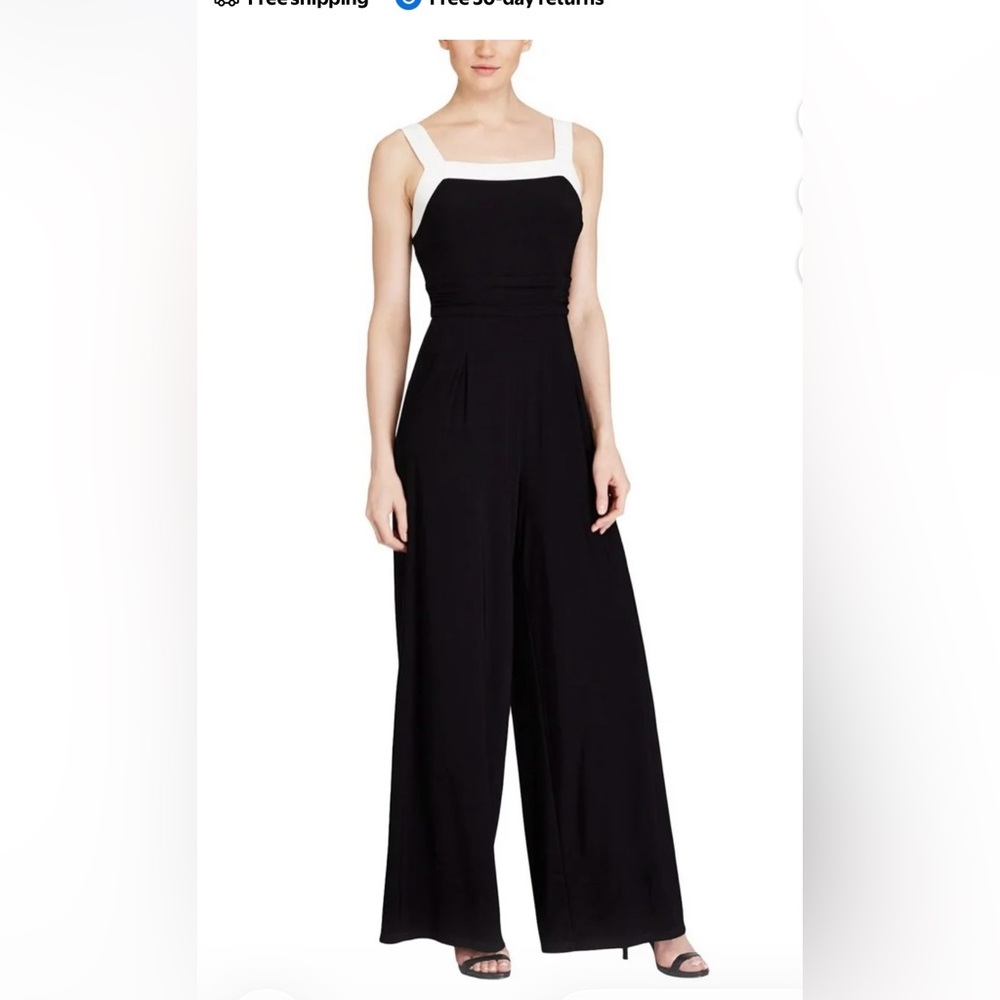 #220 Beautiful American Living Black and Cream Jumpsuit